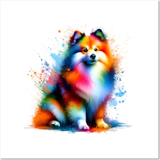 Swedish Lapphund in Vibrant Splash Paint Style Posters and Art